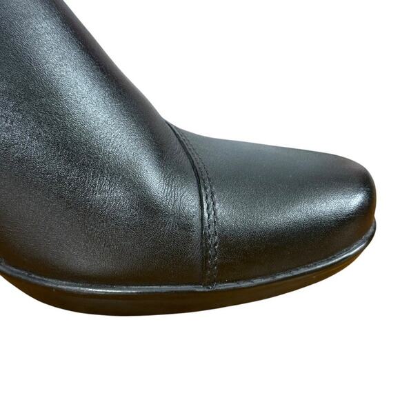 Clarks Emslie Warren Womens Black Leather Clogs Block Chunky Heel Shoes sz 7 M - Picture 2 of 16